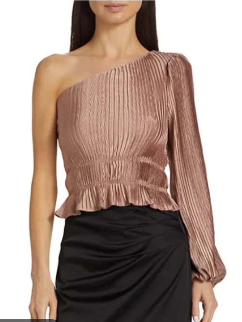 Astr One-Shoulder Pleated Top in Mauve